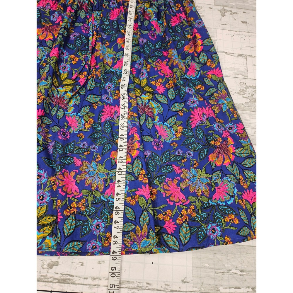 Sugarlips Blue Floral Tiered Midi Dress Puff Sleeve Pockets Medium - Picture 6 of 9